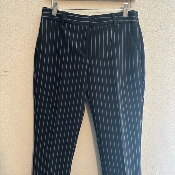 Express Editor Mid Rise Pinstripe Trouser Pant Black & White Size 6 Long - Picture 5 of 10